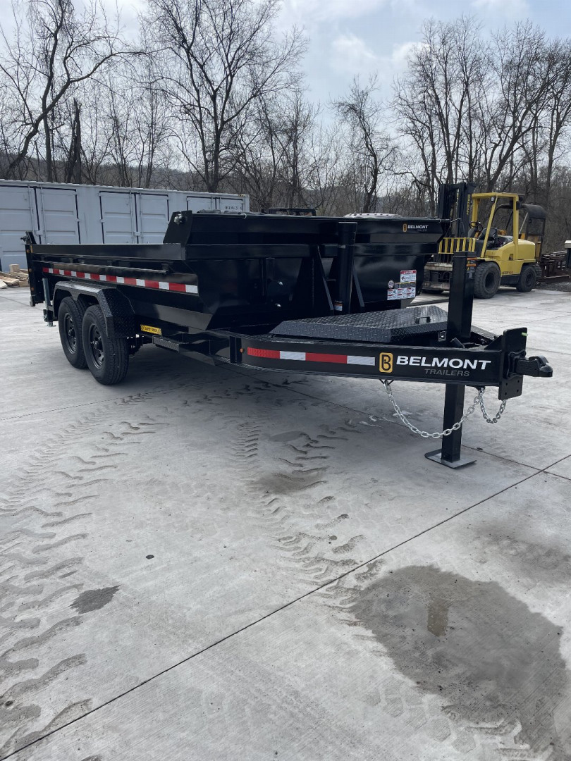 New 2025 Belmont 7x14-14K - Front Telescopic Cylinder - Dump Trailer w/ Ramps - Tarp - Hydraulic Jack
