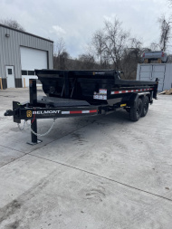 New 2025 Belmont 7x14-14K - Front Telescopic Cylinder - Dump Trailer w/ Ramps - Tarp - Hydraulic Jack