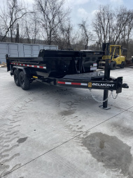 New 2025 Belmont 7x14-14K - Front Telescopic Cylinder - Dump Trailer w/ Ramps - Tarp - Hydraulic Jack