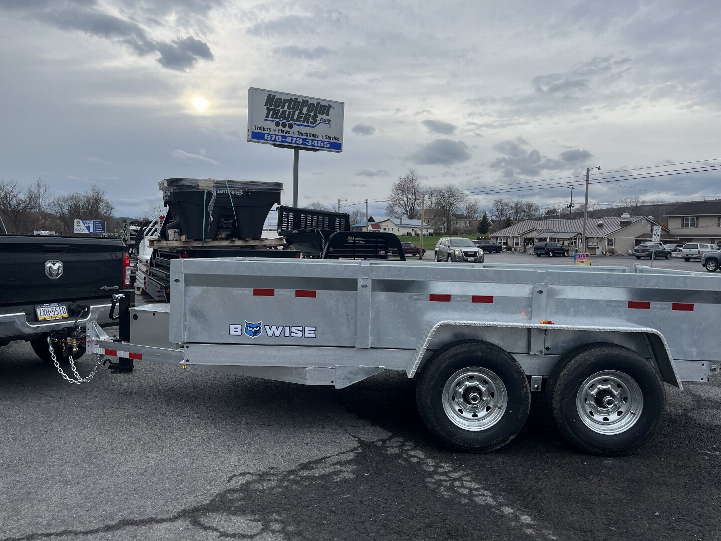 New 2025 BWise 7x14 -14K Dump Trailer - Galvanized - Ramps - Tarp Kit