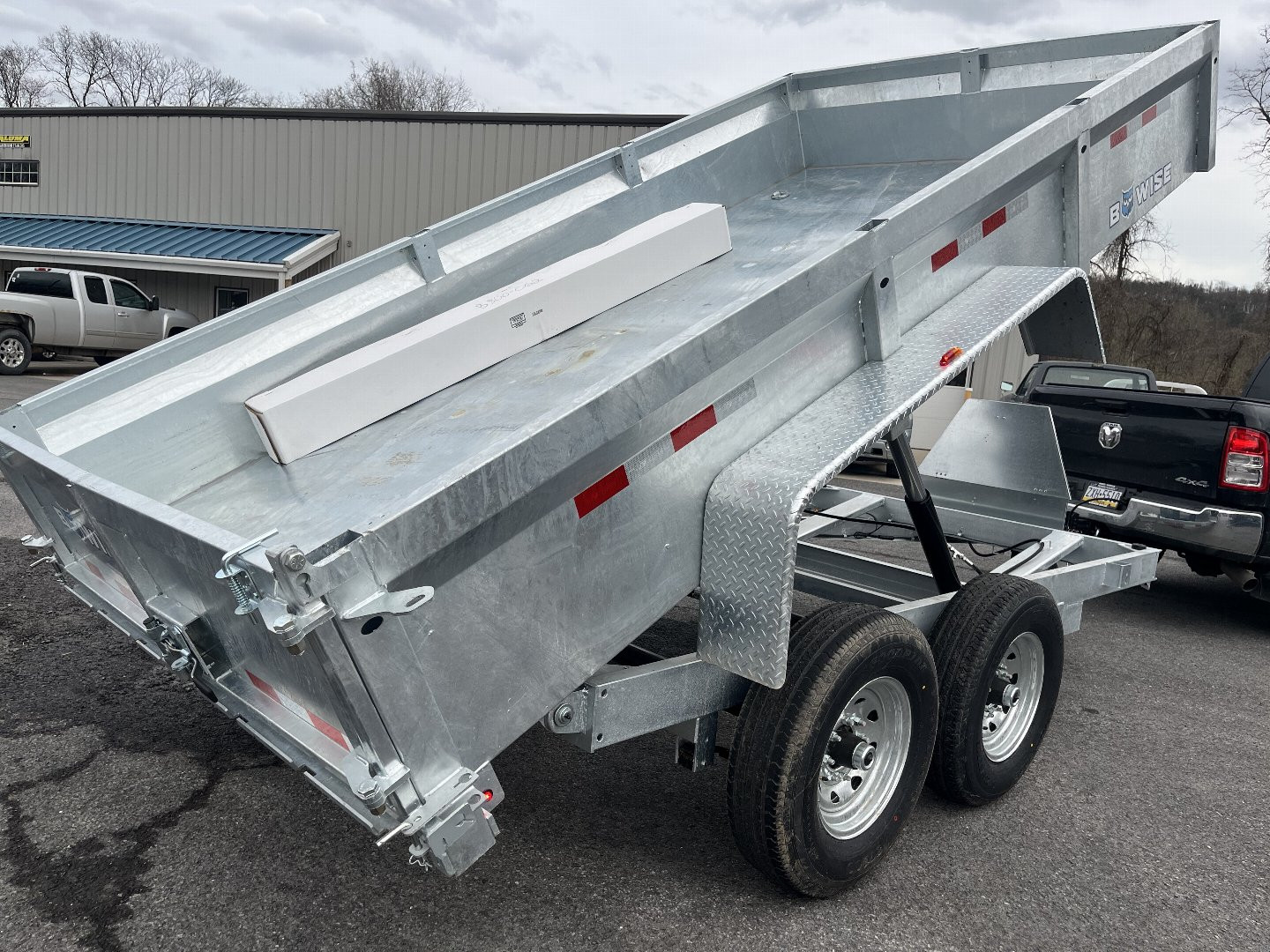 New 2025 BWise 7x14 -14K Dump Trailer - Galvanized - Ramps - Tarp Kit
