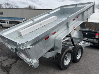 New 2025 BWise 7x14 -14K Dump Trailer - Galvanized - Ramps - Tarp Kit