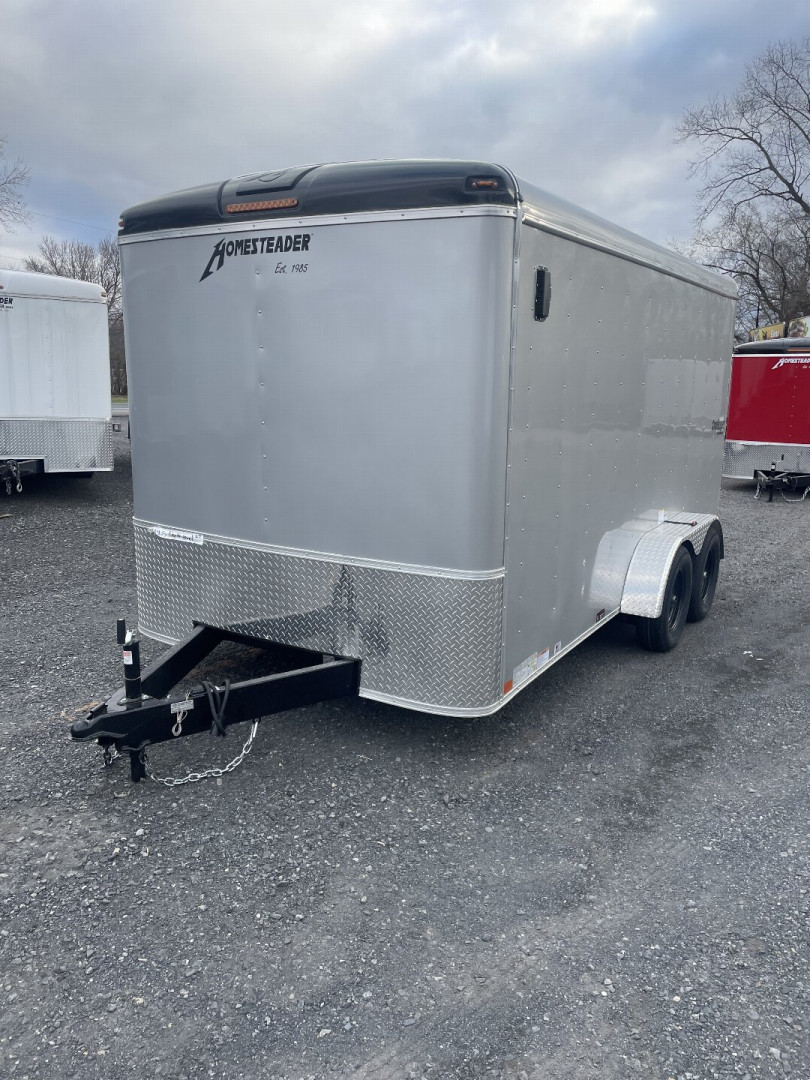 New 2025 Homesteader 7x14 Cargo Trailer - RAMP Door - SILVER