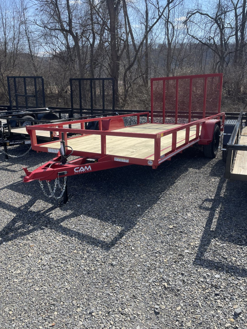 New 2025 CAM SUPERLINE 7X14 SINGLE AXLE UTILITY W/ BRAKES - RED