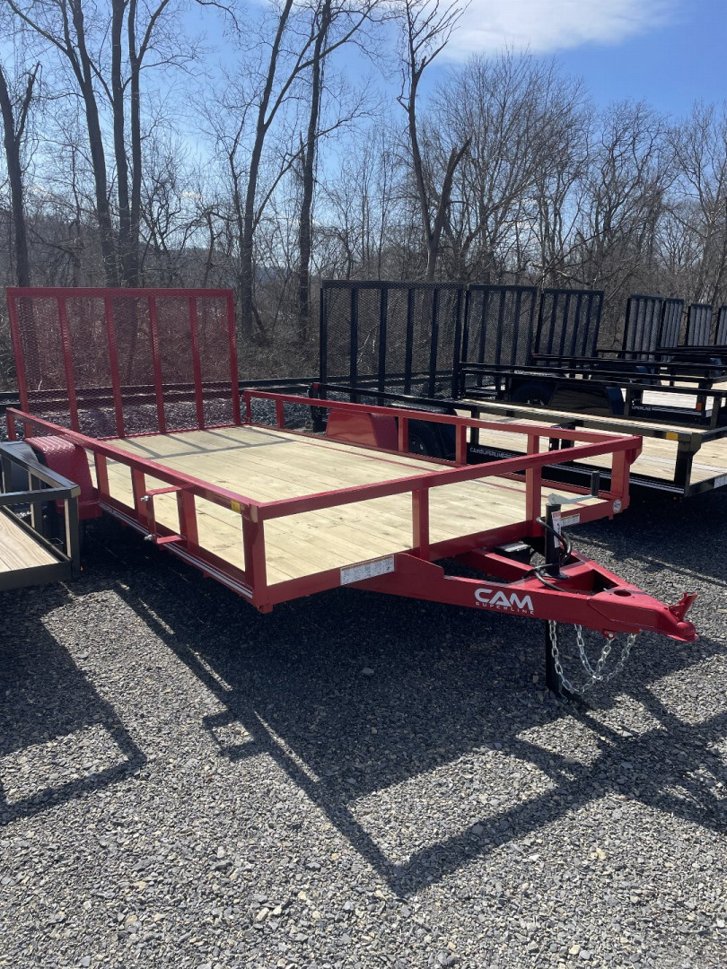 New 2025 CAM SUPERLINE 7X14 SINGLE AXLE UTILITY W/ BRAKES - RED