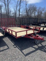 New 2025 CAM SUPERLINE 7X14 SINGLE AXLE UTILITY W/ BRAKES - RED