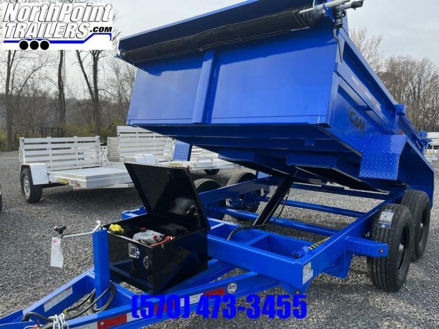 New 2025 CAM 6X10 - 10K Dump Trailer w/ Ramps - NEW STYLE - BLUE + TARP Dump Trailer
