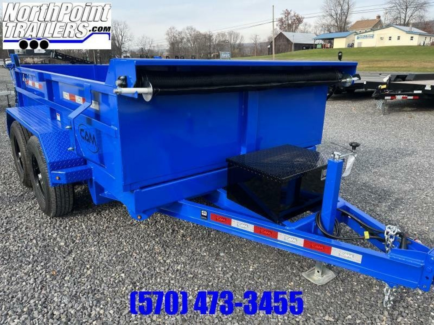 New 2025 CAM 6X10 - 10K Dump Trailer w/ Ramps - NEW STYLE - BLUE + TARP Dump Trailer