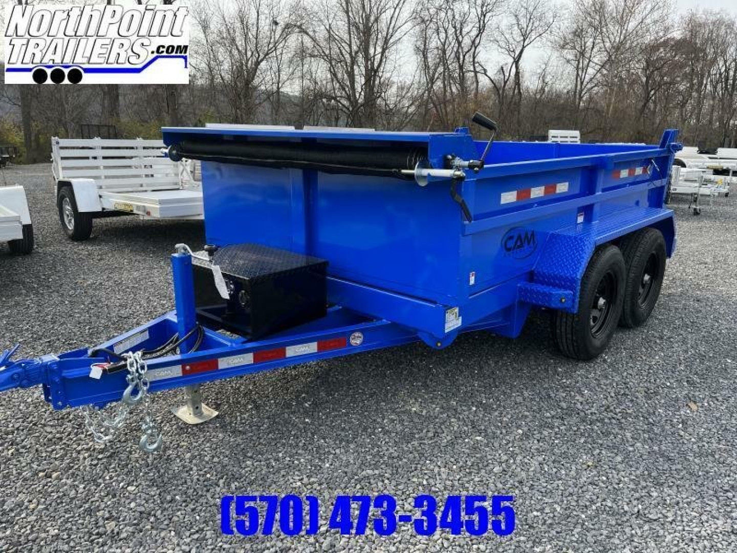 New 2025 CAM 6X10 - 10K Dump Trailer w/ Ramps - NEW STYLE - BLUE + TARP Dump Trailer