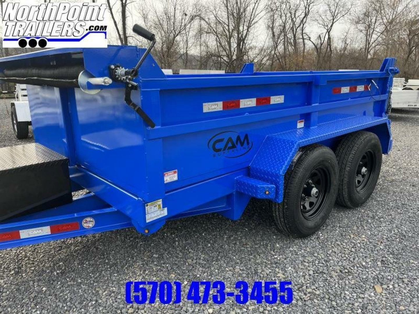 New 2025 CAM 6X10 - 10K Dump Trailer w/ Ramps - NEW STYLE - BLUE + TARP Dump Trailer