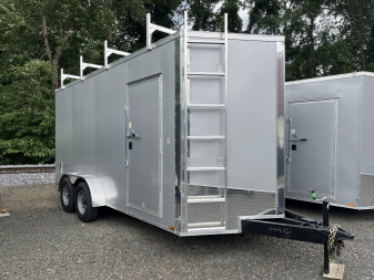 New 2024 Spartan 7x16 Enclosed Trailer - SILVER - CONTRACTOR BUILD - Walk-on Roof