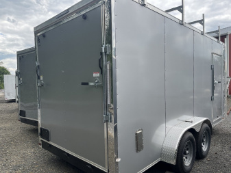 New 2024 Spartan 7x16 Enclosed Trailer - SILVER - CONTRACTOR BUILD - Walk-on Roof