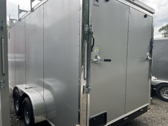 New 2024 Spartan 7x16 Enclosed Trailer - SILVER - CONTRACTOR BUILD - Walk-on Roof