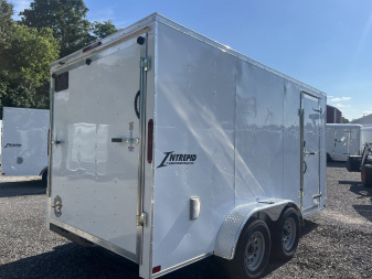 New 2025 Homesteader 7x14 V-Nose - WHITE - 6'6" HEIGHT Cargo / Enclosed Trailer