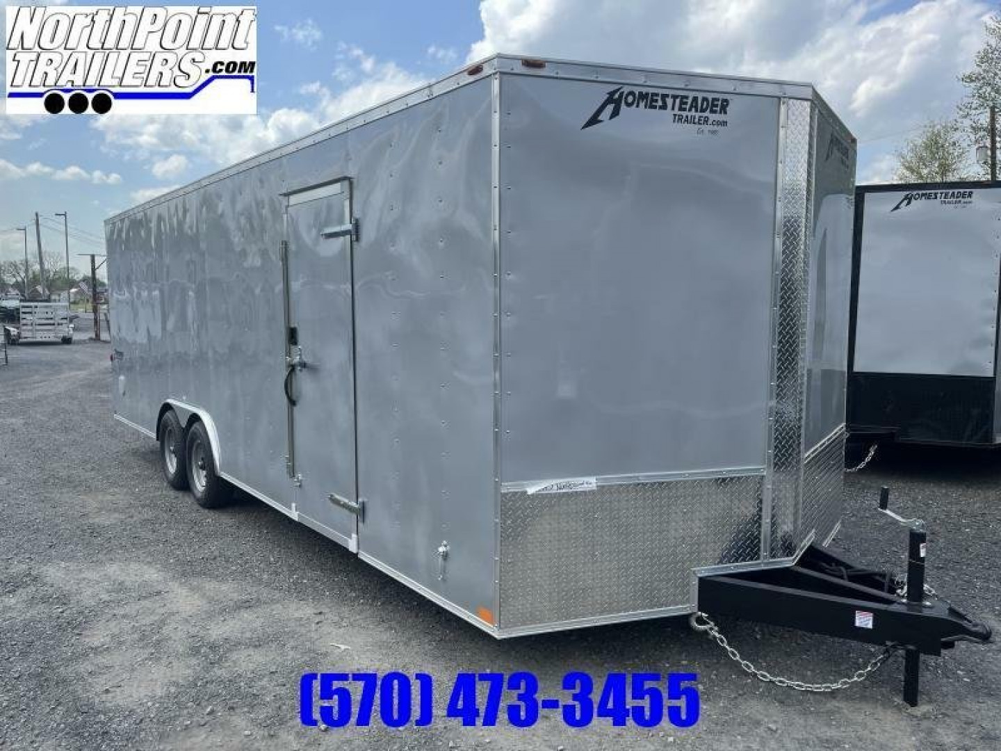 New 2024 Homesteader Trailer 8x24' V-Nose Trailer - Silver - 6'6" Interior Height - 5.2K Axles Car / Racing Trailer