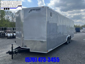 New 2024 Homesteader Trailer 8x24' V-Nose Trailer - Silver - 6'6" Interior Height - 5.2K Axles Car / Racing Trailer