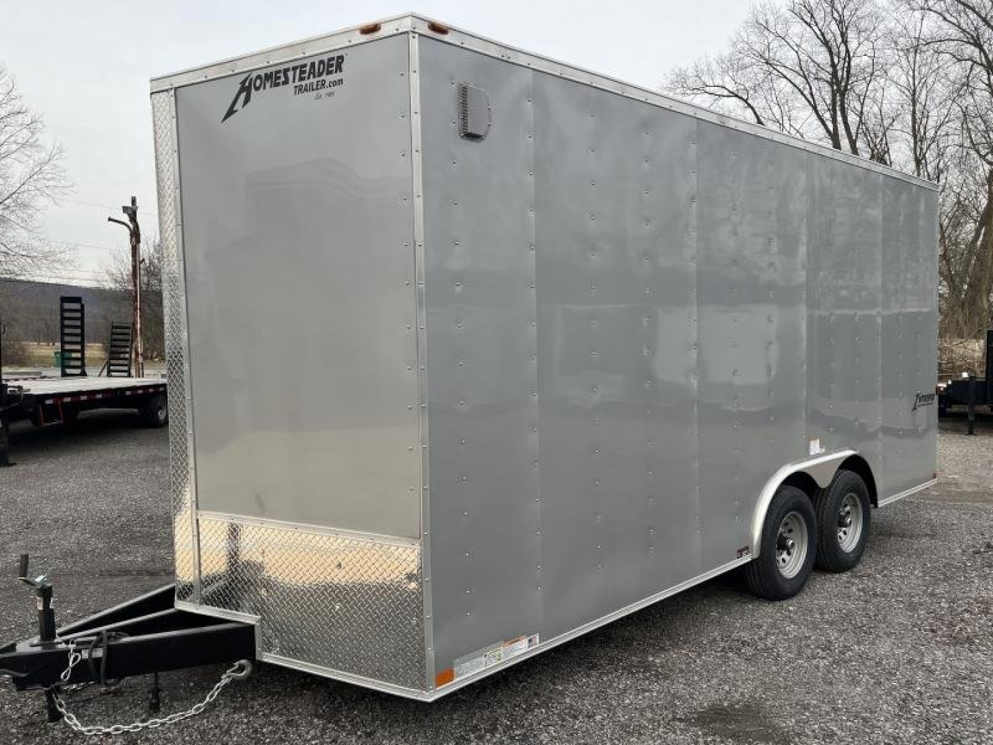 New 2024 Homesteader 8x18 V-Nose - 7'6" Interior - SILVER Car / Racing Trailer