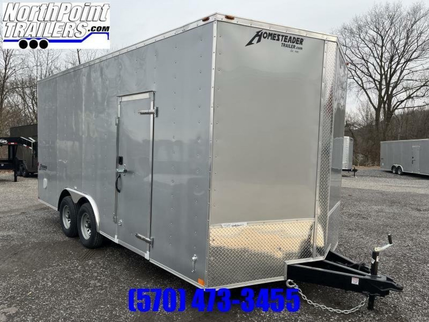 New 2024 Homesteader 8x18 V-Nose - 7'6" Interior - SILVER Car / Racing Trailer