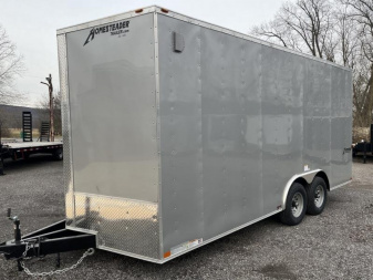 New 2024 Homesteader 8x18 V-Nose - 7'6" Interior - SILVER Car / Racing Trailer