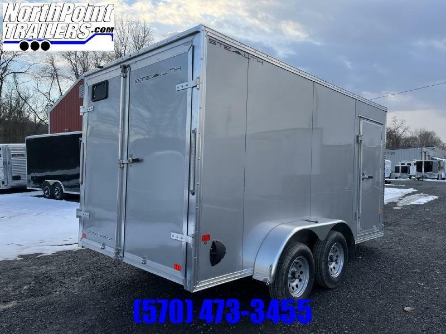 New 2024 Stealth Aluminum C7x14S-IF Cargo Trailer - SILVER - DOUBLE DOORS