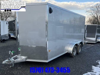 New 2024 Stealth Aluminum C7x14S-IF Cargo Trailer - SILVER - DOUBLE DOORS