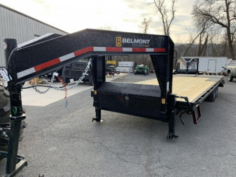 New Belmont 25' Gooseneck Trailer - 14,000# GVWR - BLACK - Full Width Ramps
