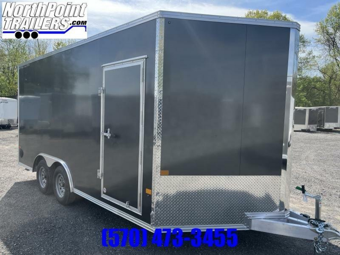 New 2024 Stealth Trailer C8x16S Cargo Trailer - Charcoal -36" V-Front - 81" Door Opening