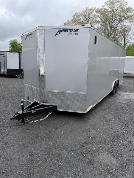 New 2026 Homesteader 8x24' V-Nose Trailer - SILVER Car / Racing Trailer
