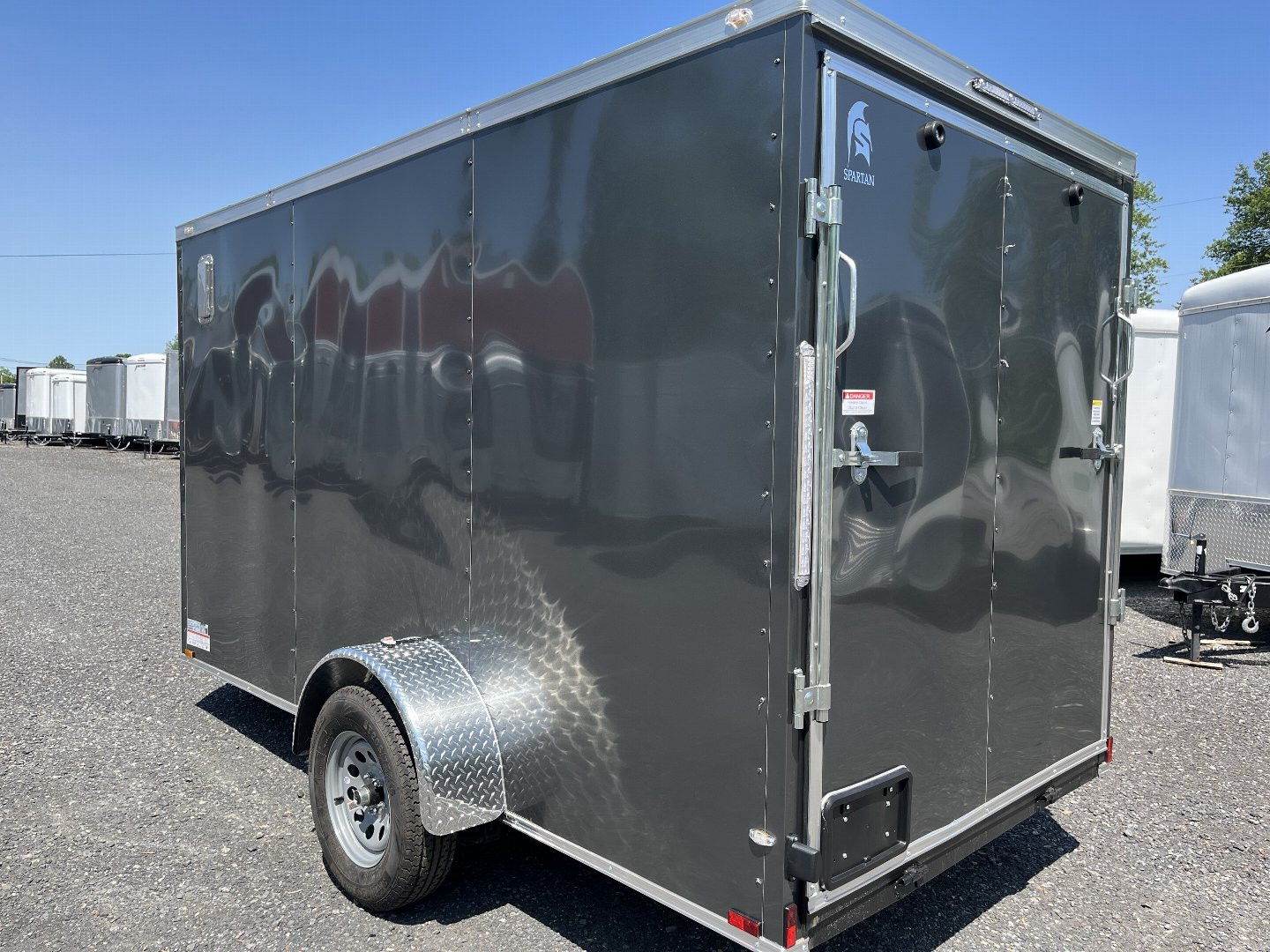 New 2025 Spartan 6x12 Cargo Trailer - CHARCOAL - Ramp Door