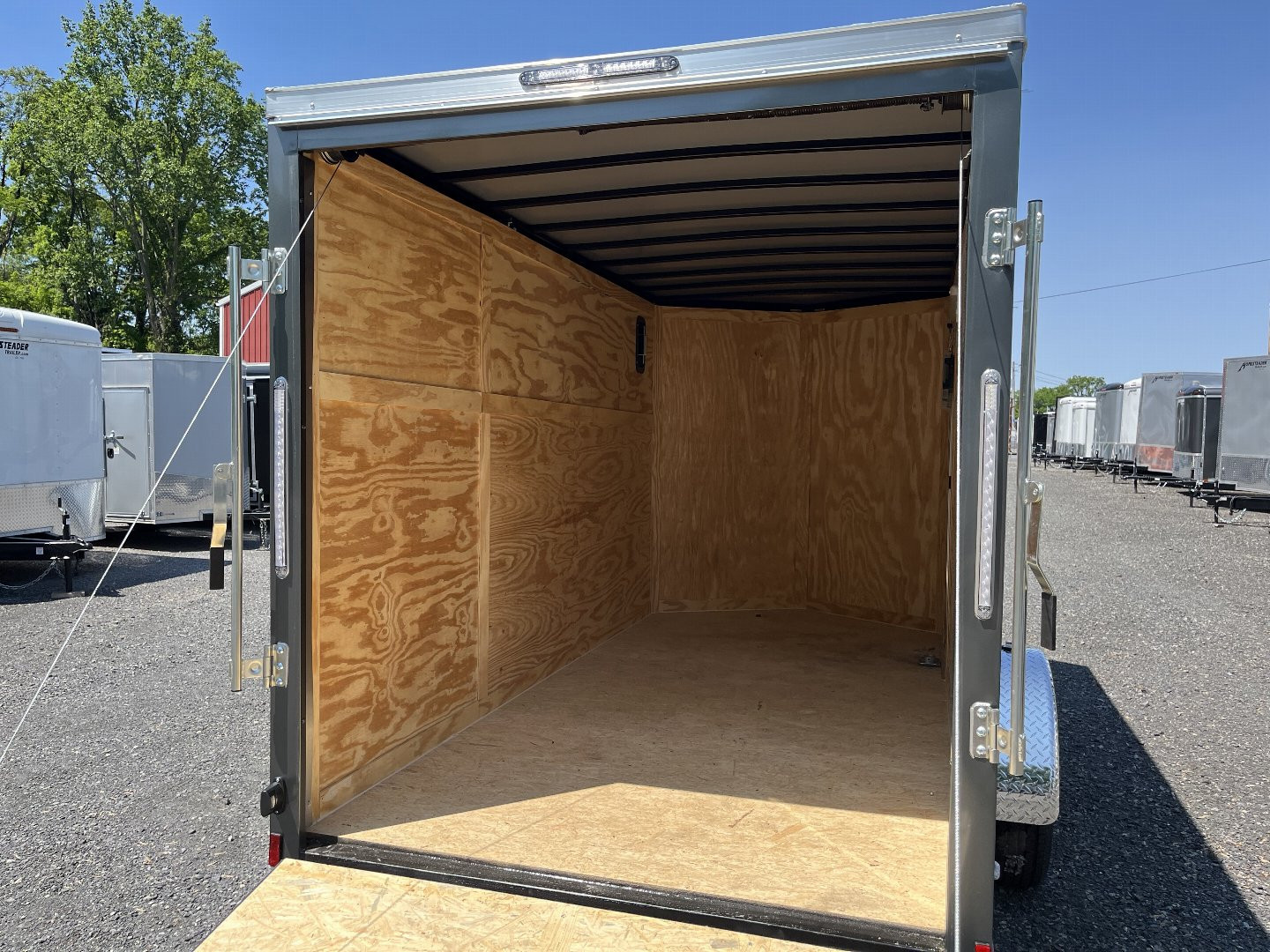 New 2025 Spartan 6x12 Cargo Trailer - CHARCOAL - Ramp Door