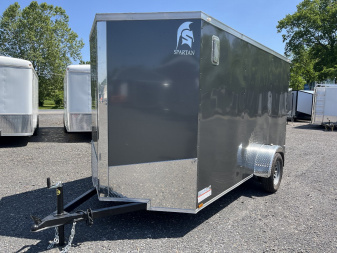 New 2025 Spartan 6x12 Cargo Trailer - CHARCOAL - Ramp Door