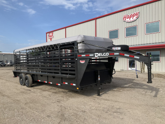 2025 Delco 6'8"x24' GN Bar Top Livestock Trailer - B8 Cattleman