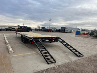 New 2025 PJ Trailers 30' X 102" Flatdeck With Singles, Straight Deck W Slide-In Ramps Flatbed Trailer