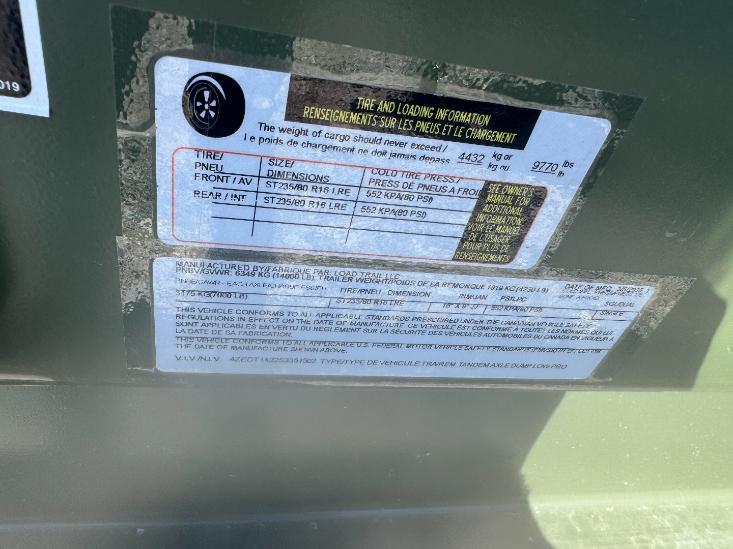 New 2025 Load Trail 7x14 DL Dump Trailer