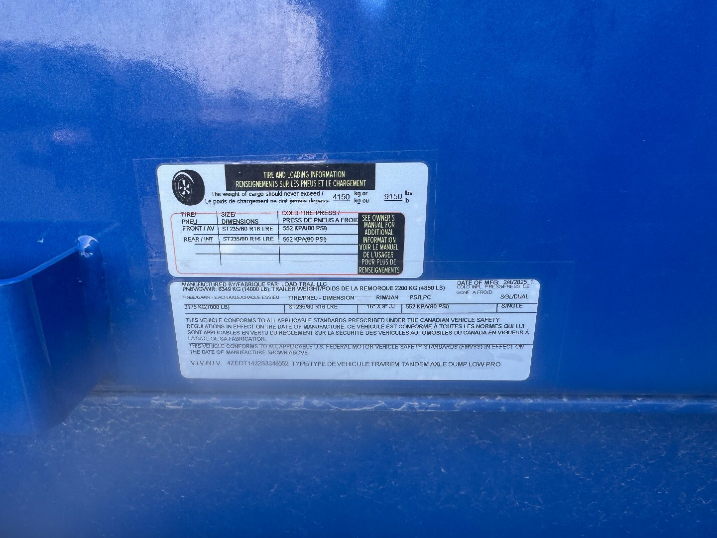 New 2025 Load Trail 7x14 DL Dump Trailer w/ 48" SIDES