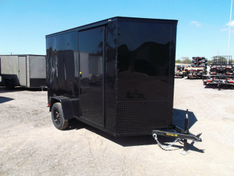 New 2025 COVERED WAGON TRAILERS 6x10 SA Cargo / Enclosed Trailer / 6'6" Interior Height / Extra Wide Ramp Gate / RV Side Door / LEDs / .030 Black Semi-Screwless Exterior / Black Out Package