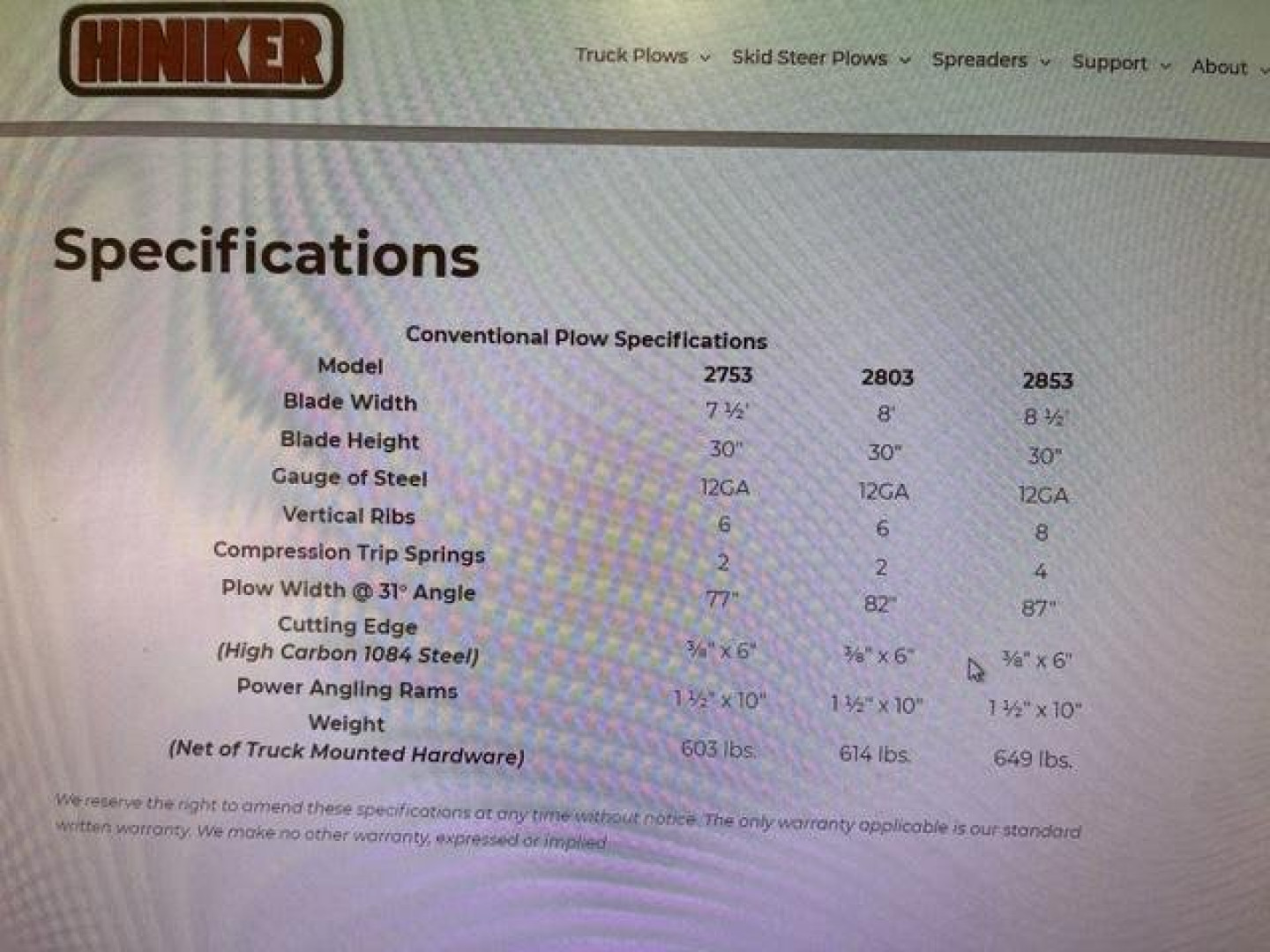 New 2022 Hiniker 8' straight Snow Plow