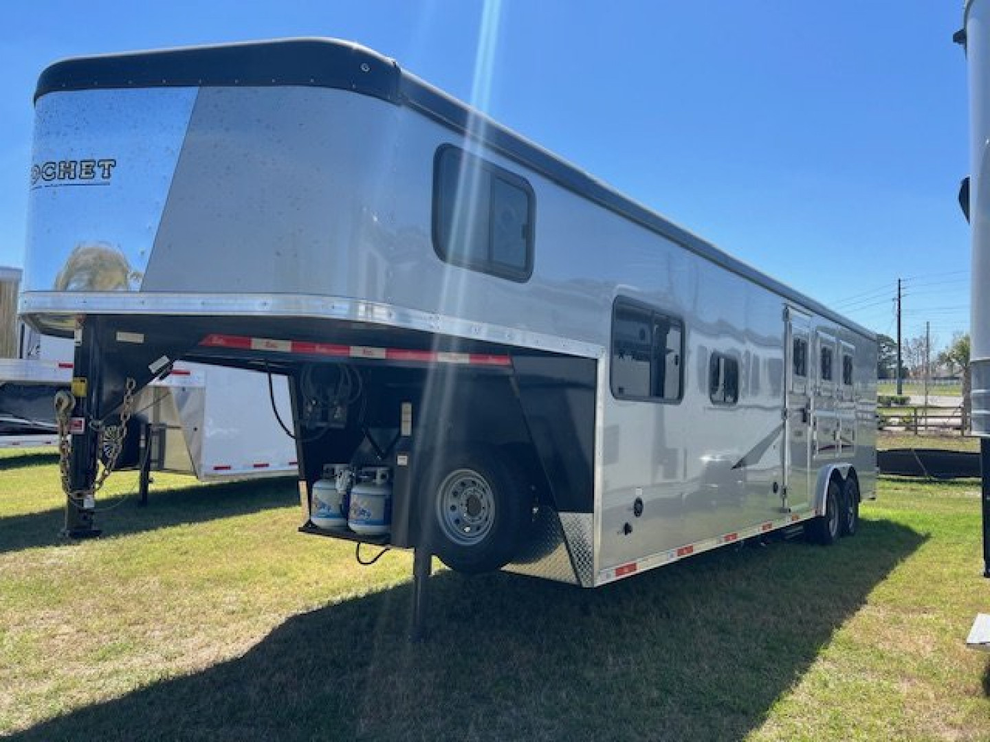 Used 2022 Bison Trailers 8' wide 3 horse w/ 11' living quarters Horse Trailer