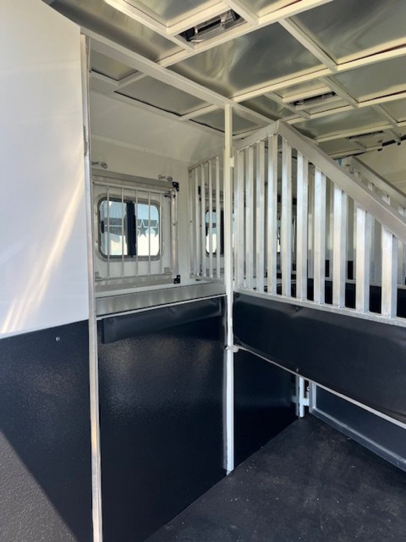Used 2022 Bison Trailers 8' wide 3 horse w/ 11' living quarters Horse Trailer
