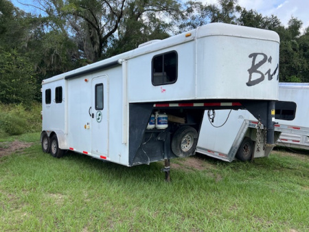 Used 2013 Bison Trailers 2 horse Trail Hand w/ 6' living quarters Horse Trailer