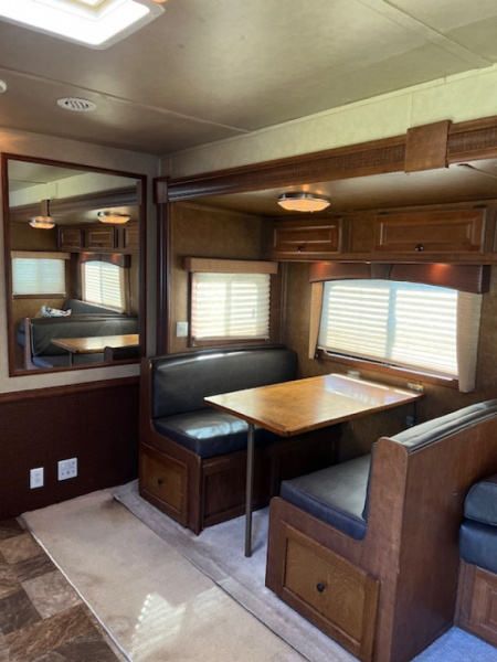 Used 2014 Bison Trailers 8' wide 3 horse Stratus w/16' lq superslide Horse Trailer