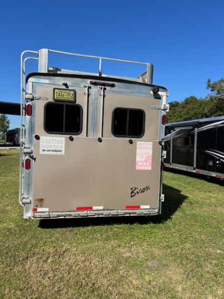 Used 2014 Bison Trailers 8' wide 3 horse Stratus w/16' lq superslide Horse Trailer