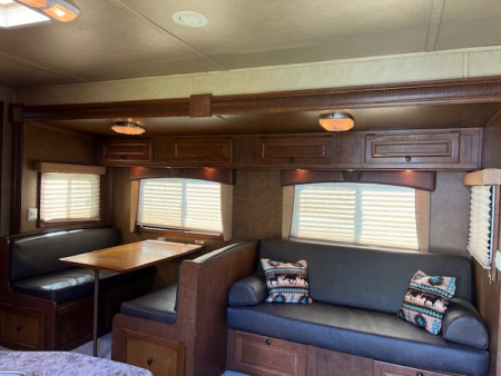 Used 2014 Bison Trailers 8' wide 3 horse Stratus w/16' lq superslide Horse Trailer