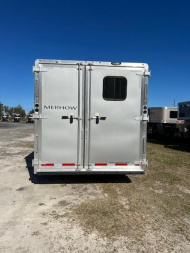 New 2024 Merhow Trailers 8' wide 3 horse w/ 18' living quarters superslide dual aisle Horse Trailer