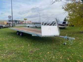 New 2025 Mission 101 X22' Snowmobile Trailer with front Drive Off Salt Sheild and Rear Ramp, Steel Rims