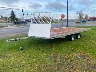 New 2025 Mission 101 X18' Snowmobile Trailer with front Drive Off Salt Sheild and Rear Ramp