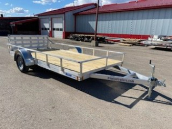 New 2024 MISSION 80"X14' Utility Trailer with Bi-Fold Ramp & AVT Side Ramps