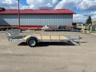 New 2024 MISSION 80"X14' Utility Trailer with Bi-Fold Ramp & AVT Side Ramps