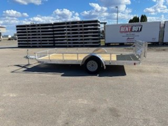 New 2024 MISSION 80"X14' Utility Trailer with Bi-Fold Ramp & AVT Side Ramps