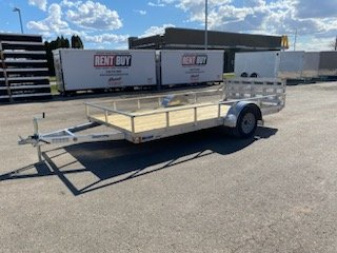 New 2024 MISSION 80"X14' Utility Trailer with Bi-Fold Ramp & AVT Side Ramps
